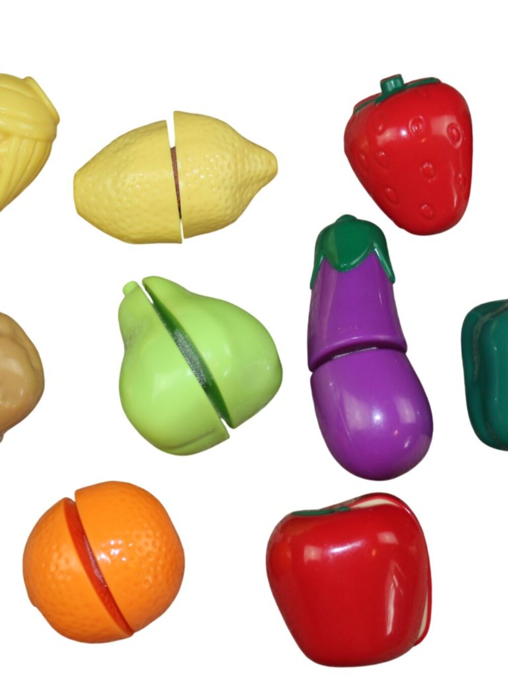 Play Food Pretend Kitchen Toys Lot Plastic Fruit Vegetables Hook Loop Cutting